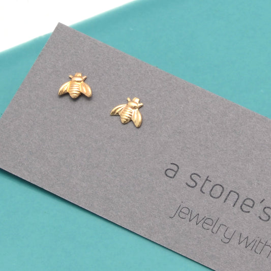 Studs in 14k Gold: The Busy Bee