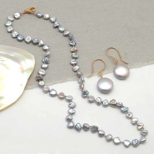 Seastones: Silver Keshi Pearls