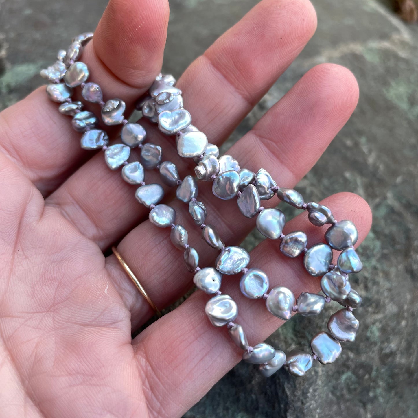 Seastones: Silver Keshi Pearls