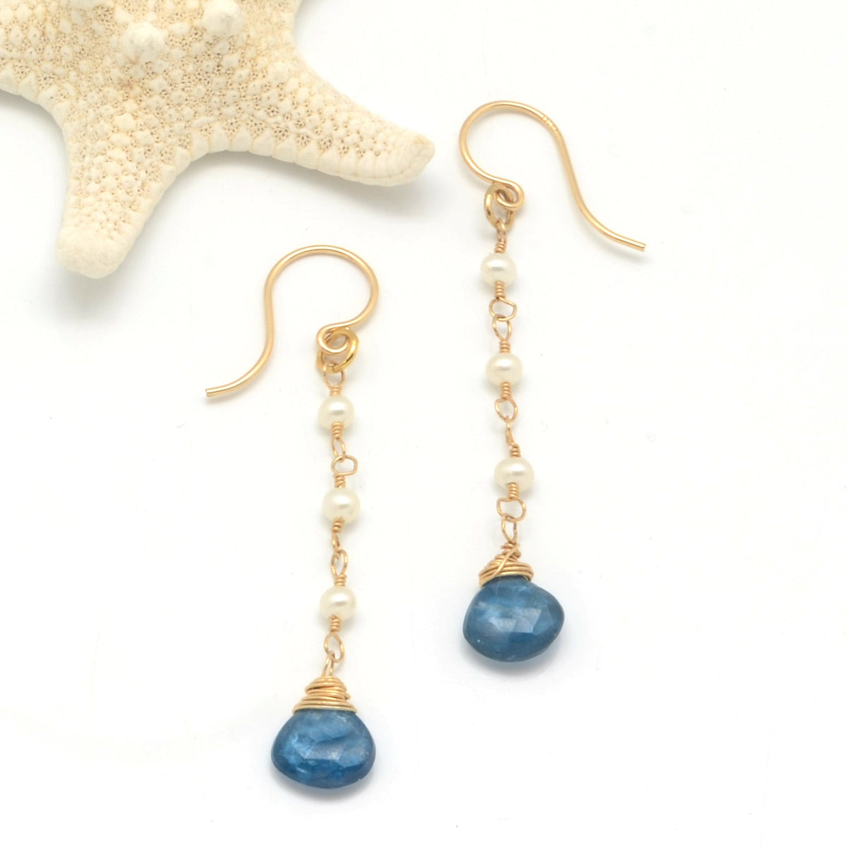 Cascade: Teal Kyanite + Akoya Pearls